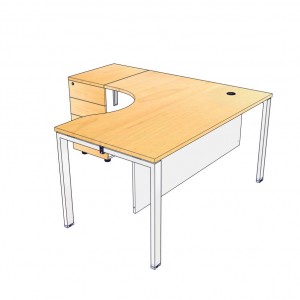 โต๊ะทำงาน L-MX151668W ขนาด 150*162*75 ซม.