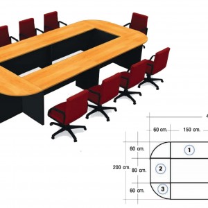 ชุด โต๊ะประชุมขนาด 180*460*75 ซม ท๊อปไม้ ขาไม้